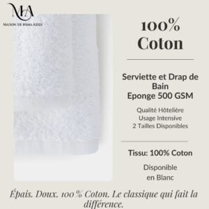 Serviette et Drap de Bain 500GSM Blanc